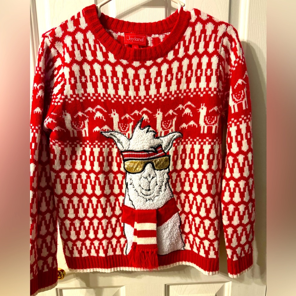 Joyland Red cozy and stylish Llama Pattern Sweater